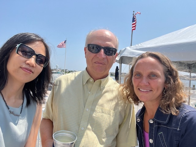 Ning Lin, Tony Broccoli, and Lisa Auermuller standing outside in Toms River, NJ.