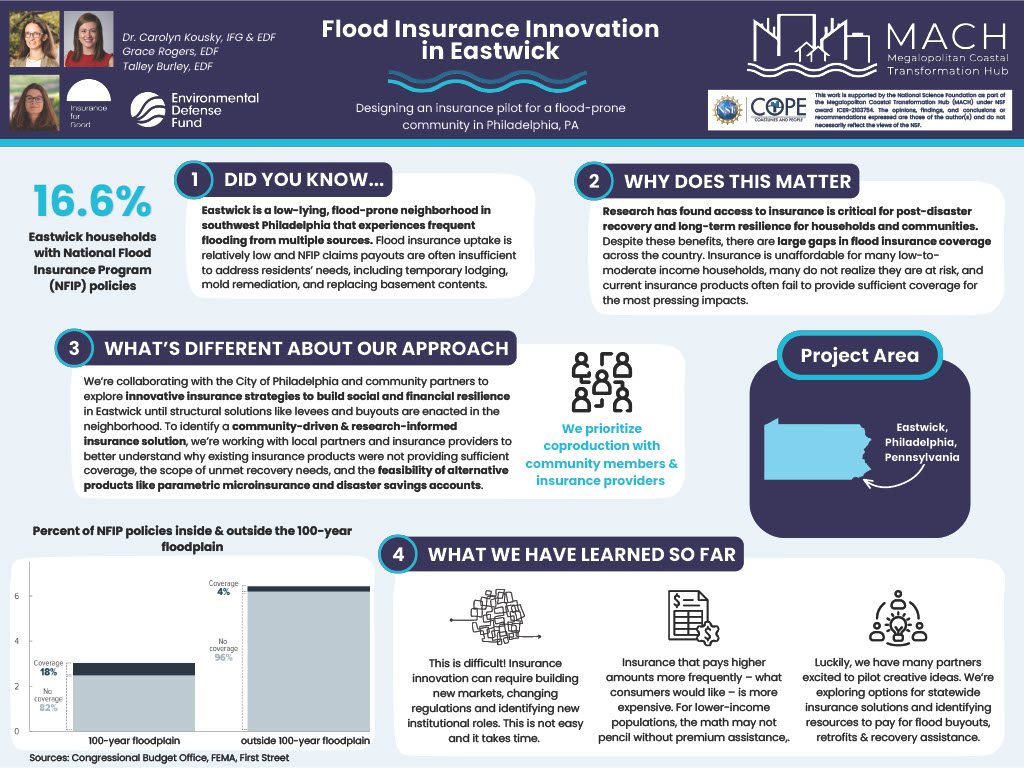 Poster titled, Flood Insurance Innovation in Eastwick
