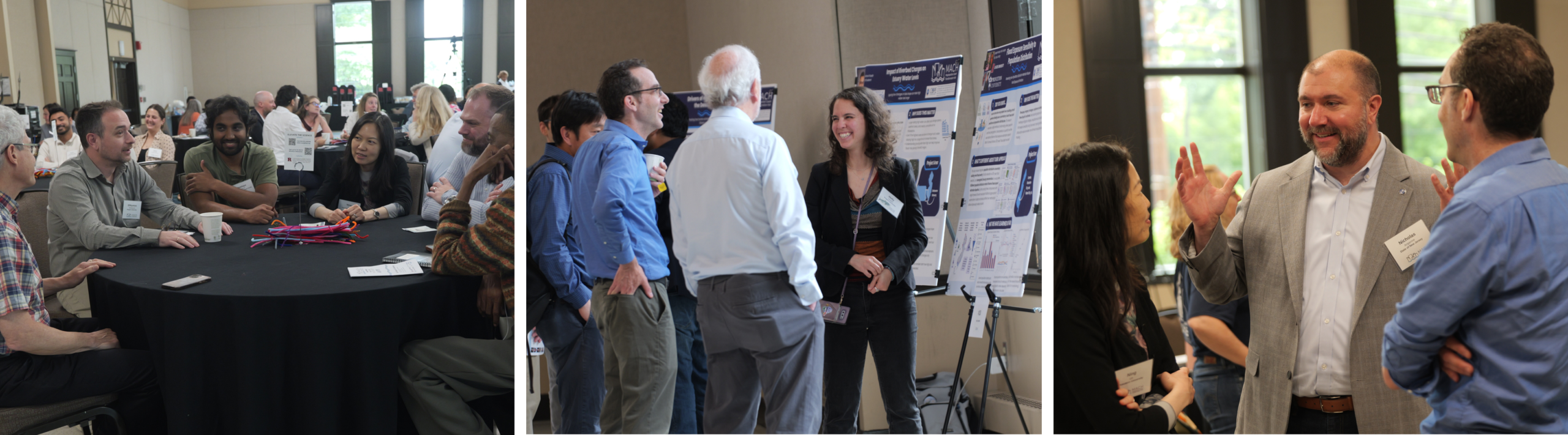 Decorative. Images of MACH researchers engaging with stakeholders.