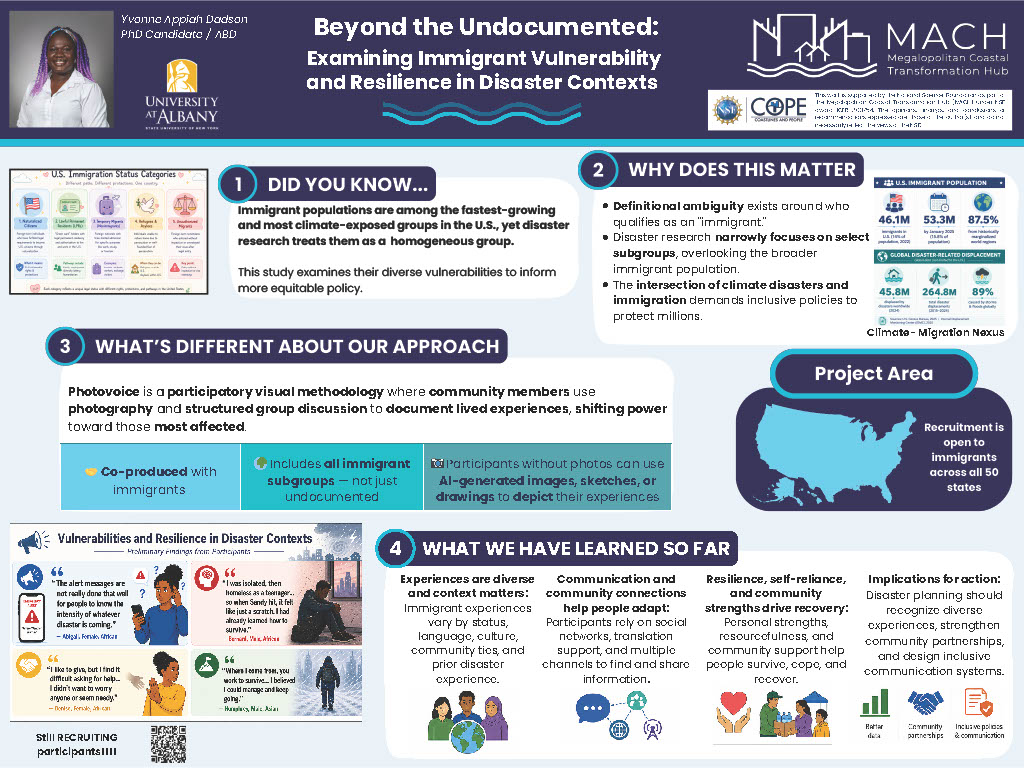 Poster titled, Beyond the Undocumented: Examining Immigrant Vulnerability and Resilience in Disaster Contexts