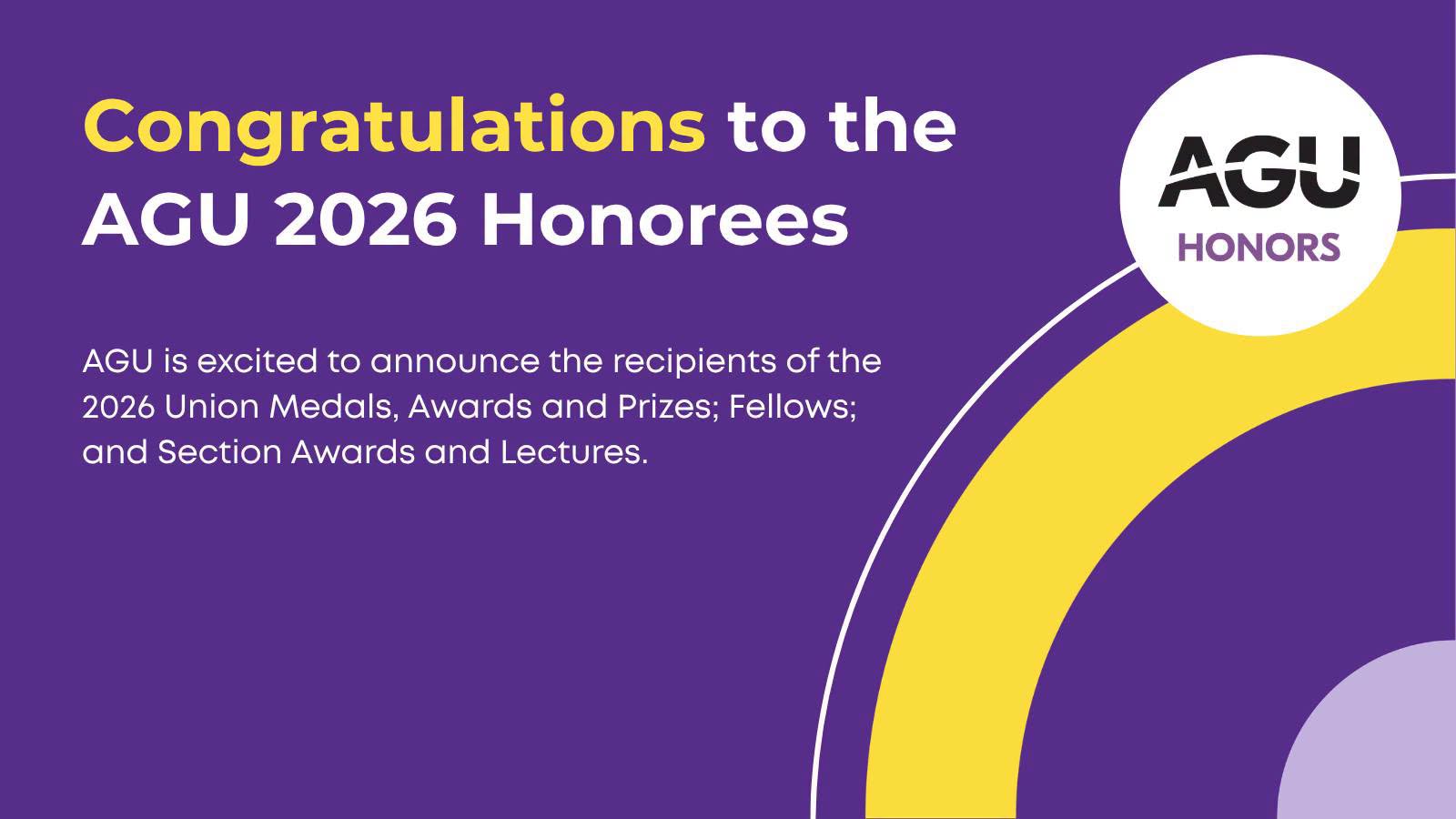 Congratulations to the AGU 2026 Honorees